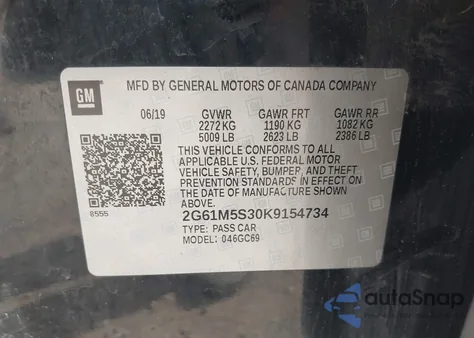 2019 Cadillac Xts Luxury z USA, uszkodzony, nr VIN 2G61M5S30K9154734